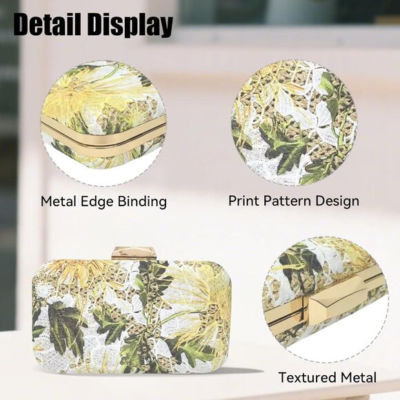 Women's Straw Clutch Purse Summer Beach Evening Bag Crossbody Lace Floral - Picture 6 of 7